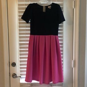 LuLaRoe Pink and Navy Blue Dress